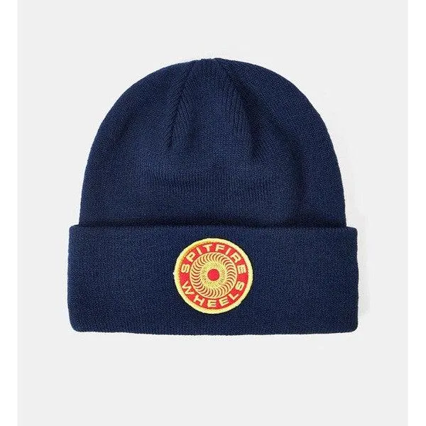 Spitfire Classic 87' Swirl Patch Cuff Beanie Navy - Red - Yellow