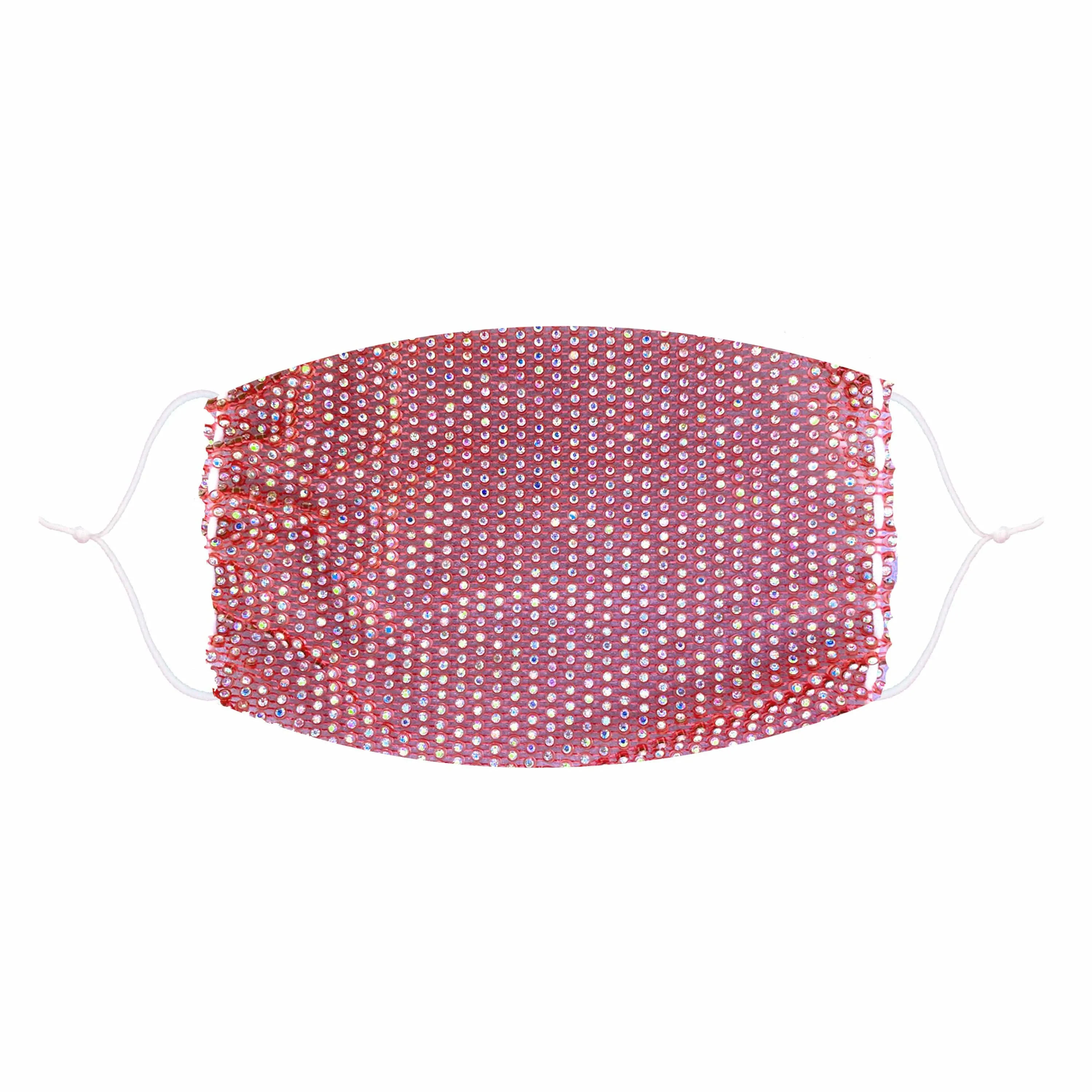 Stupid Love Salmon Pink Crystal Mesh Jewel Face Mask With Adjustable Loops