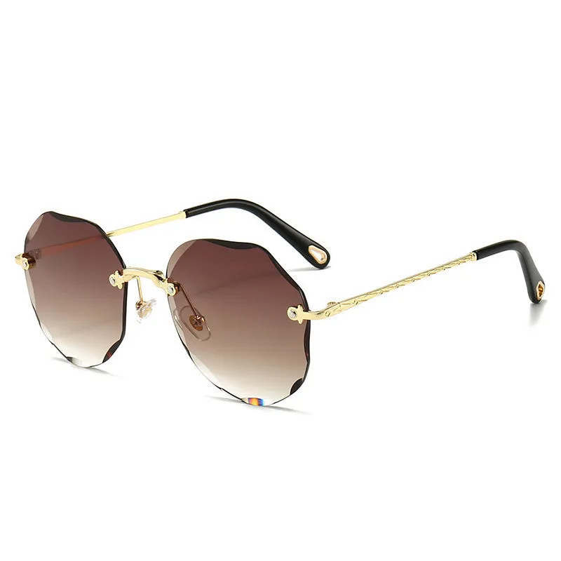 Trendy Polygonal Sunglasses Rimless Trimmed Sunglasses.