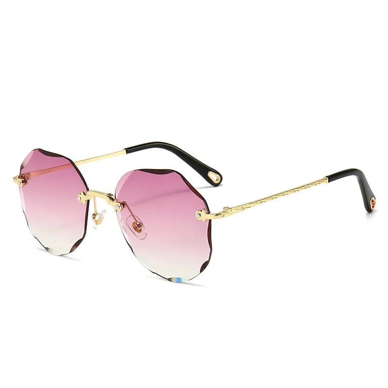 Trendy Polygonal Sunglasses Rimless Trimmed Sunglasses.