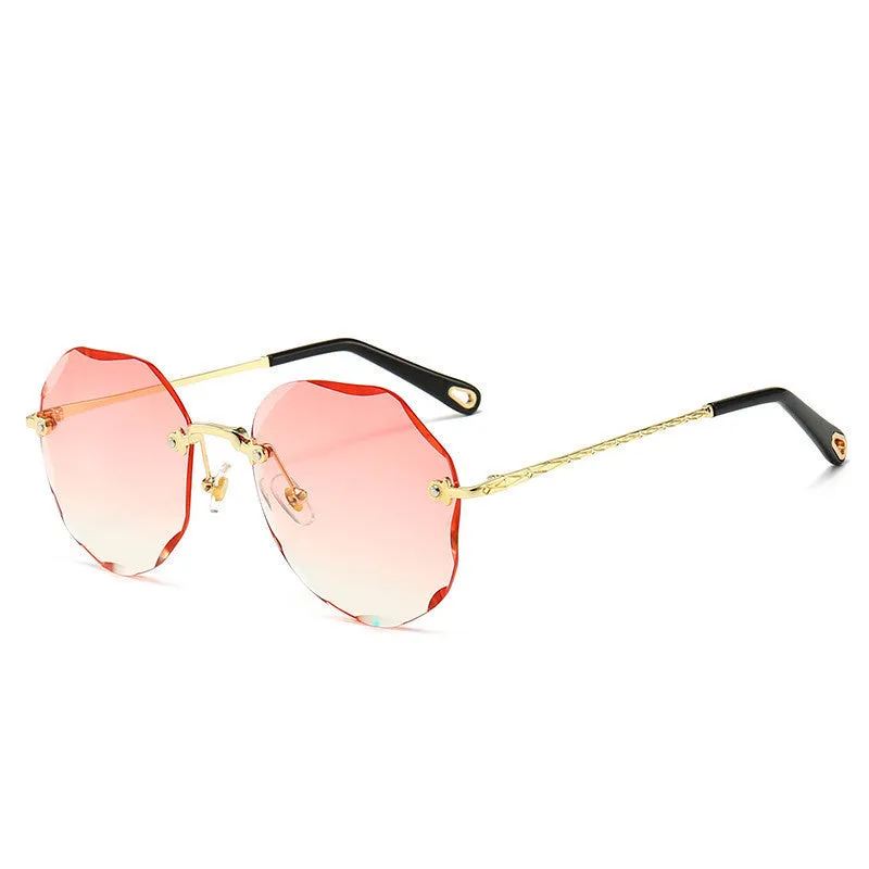 Trendy Polygonal Sunglasses Rimless Trimmed Sunglasses.