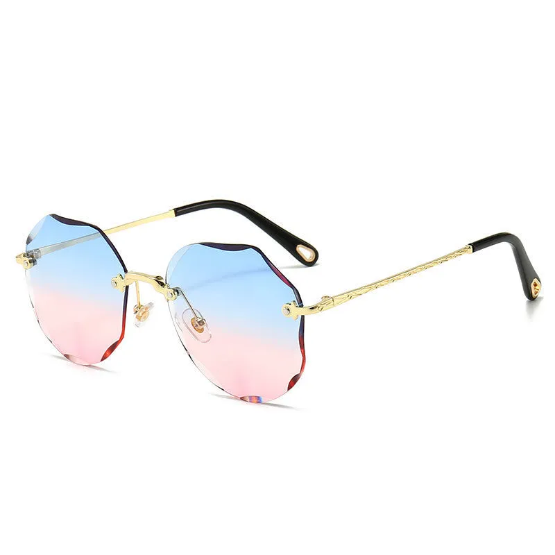 Trendy Polygonal Sunglasses Rimless Trimmed Sunglasses.