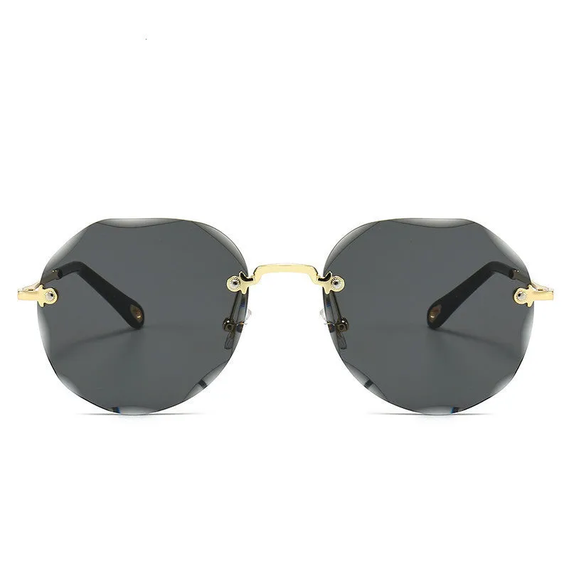 Trendy Polygonal Sunglasses Rimless Trimmed Sunglasses.