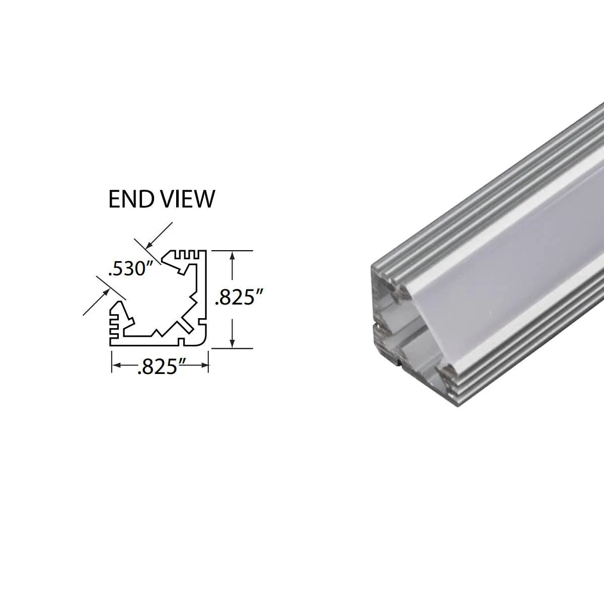 Two End caps, one solid, one with wiring hole for LED-CHL-45 Channel