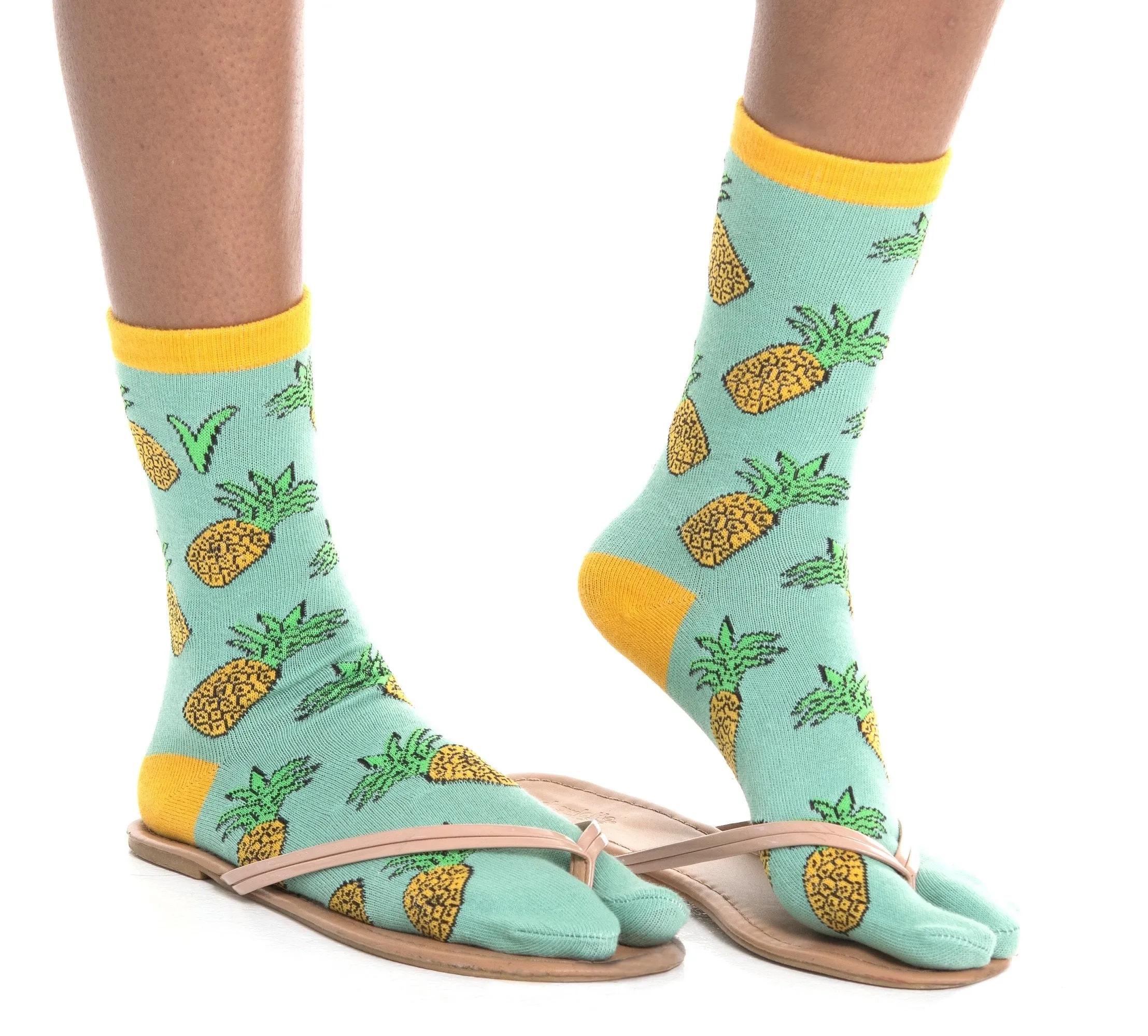 V-Toe Flip-Flop Tabi Socks 3 Pairs Pineapple, Llama Green, Hearts Tabi Big Toe Socks