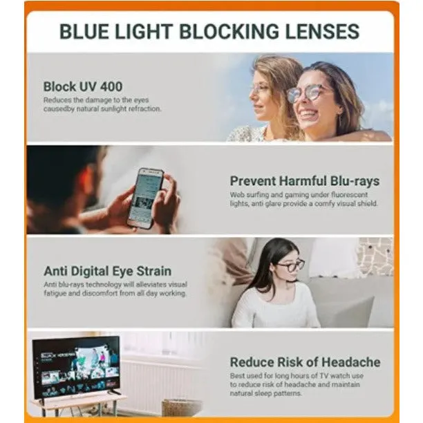 Women Oversized Square Blue Light Blocking Glasses Vintage Style Old-School | Retro Glasses | Fashion Glasses Birthday Gift